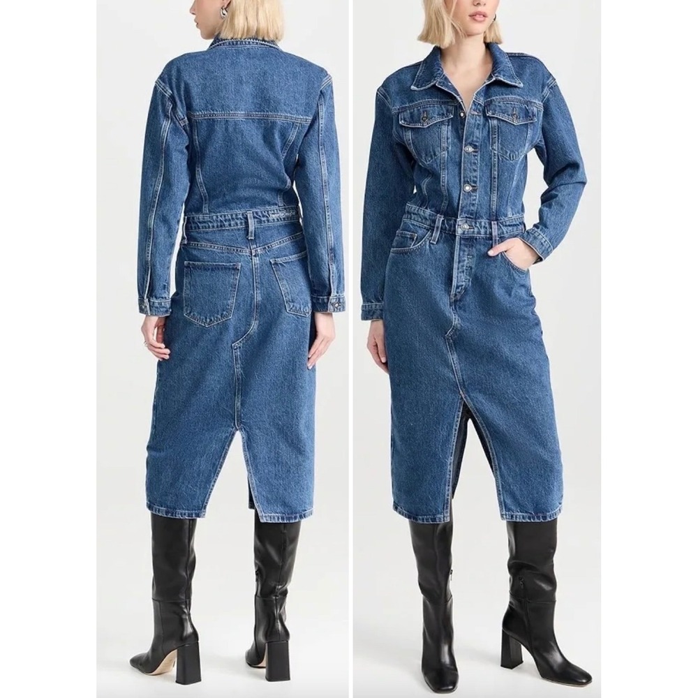 FAVORITE DAUGHTER The City Denim Jean Long Sleeve Midi Dress